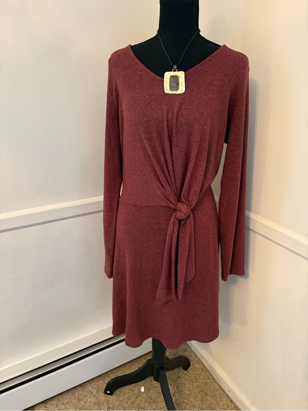 Lazy Sunday Women’s Soft Knit Dress.Knotted at Waist- Sz M